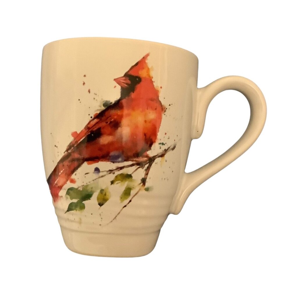 DEMDACO Dean Crouser Spring Cardinal Watercolor‎ Yellow 16 oz. Glossy Stoneware